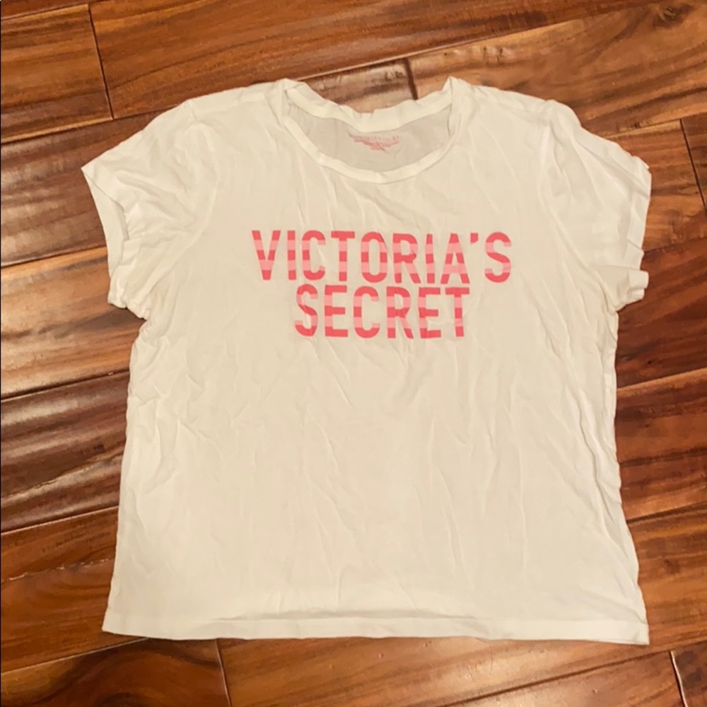 Victoria's Secret White and Pink Sleep Tee